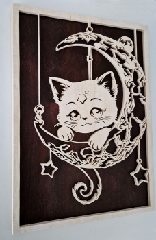 Wandbild Katze auf dem Mond